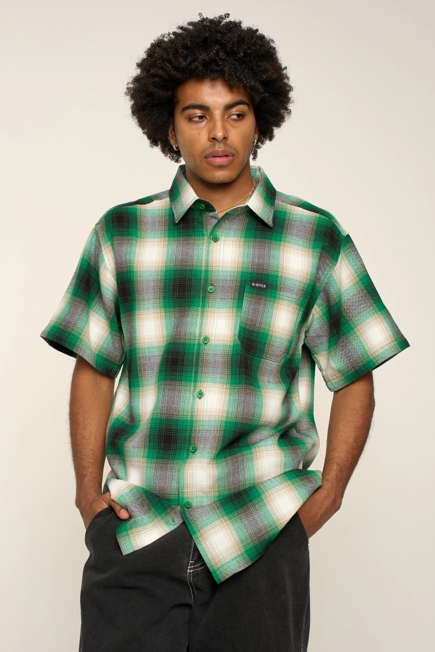 Plaid Short Sleeve Button Up Shirt - Image 4