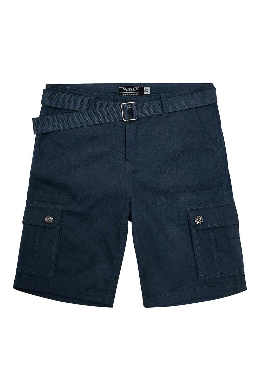 Men's Essential Solid Belted Cargo Shorts - Image 41