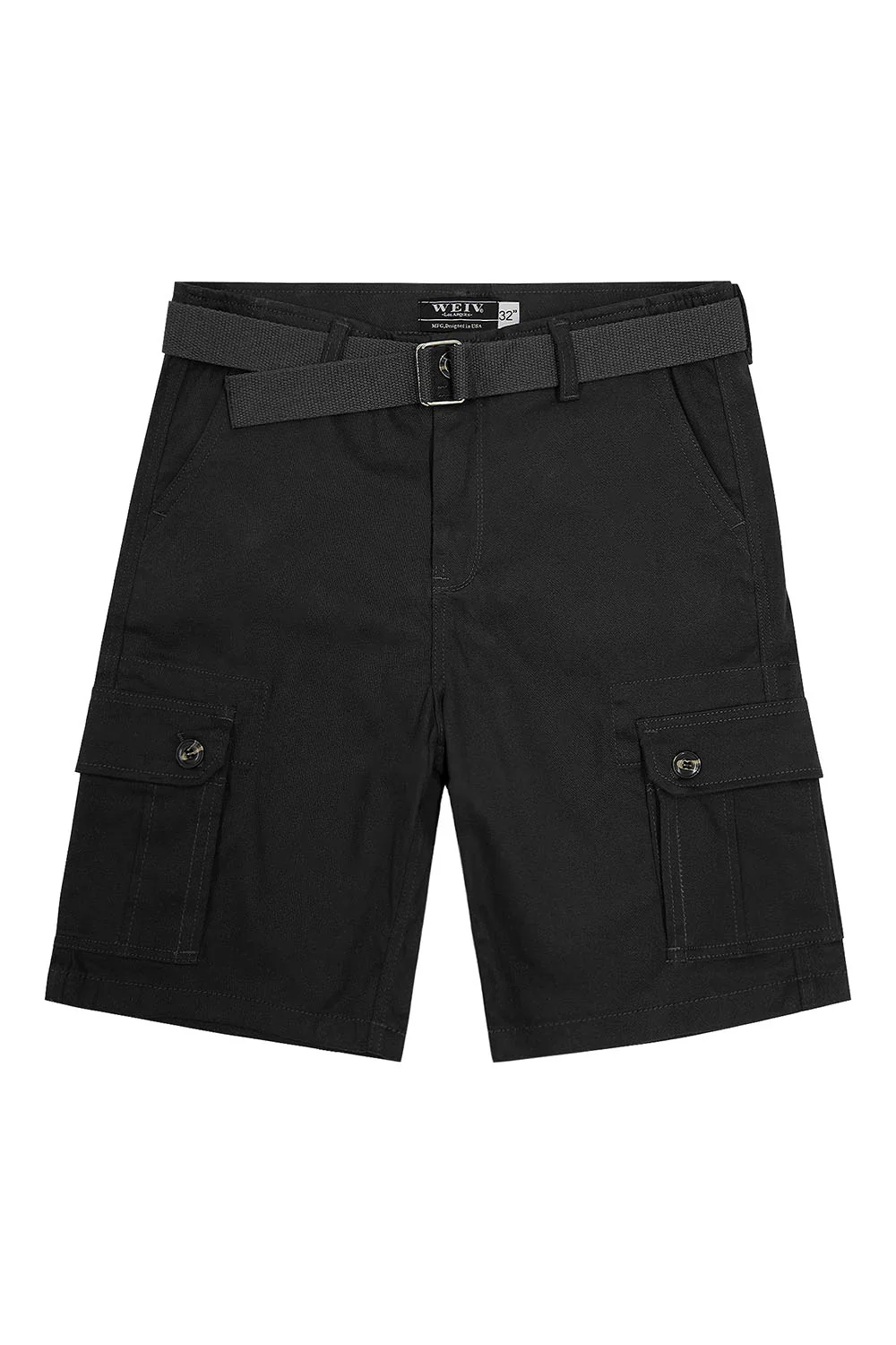 Men's Essential Solid Belted Cargo Shorts - Image 50