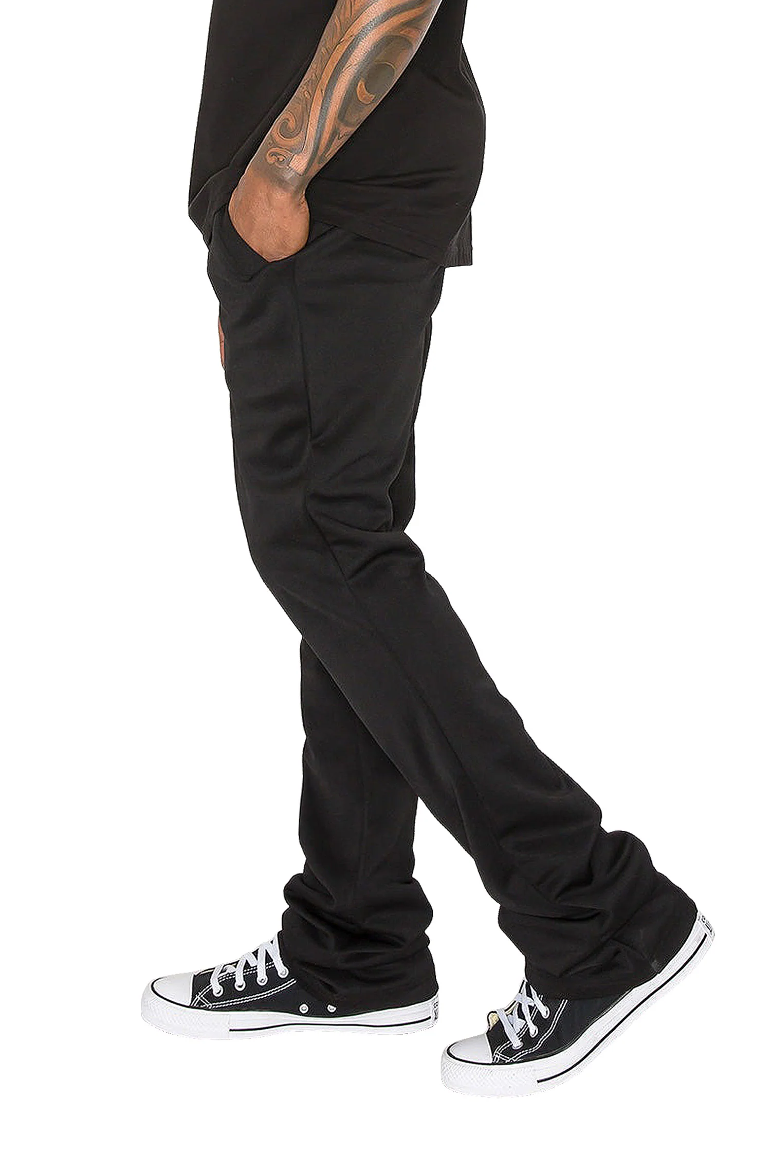 Men's Essential Solid Flare Stacked Track Pants - Image 5