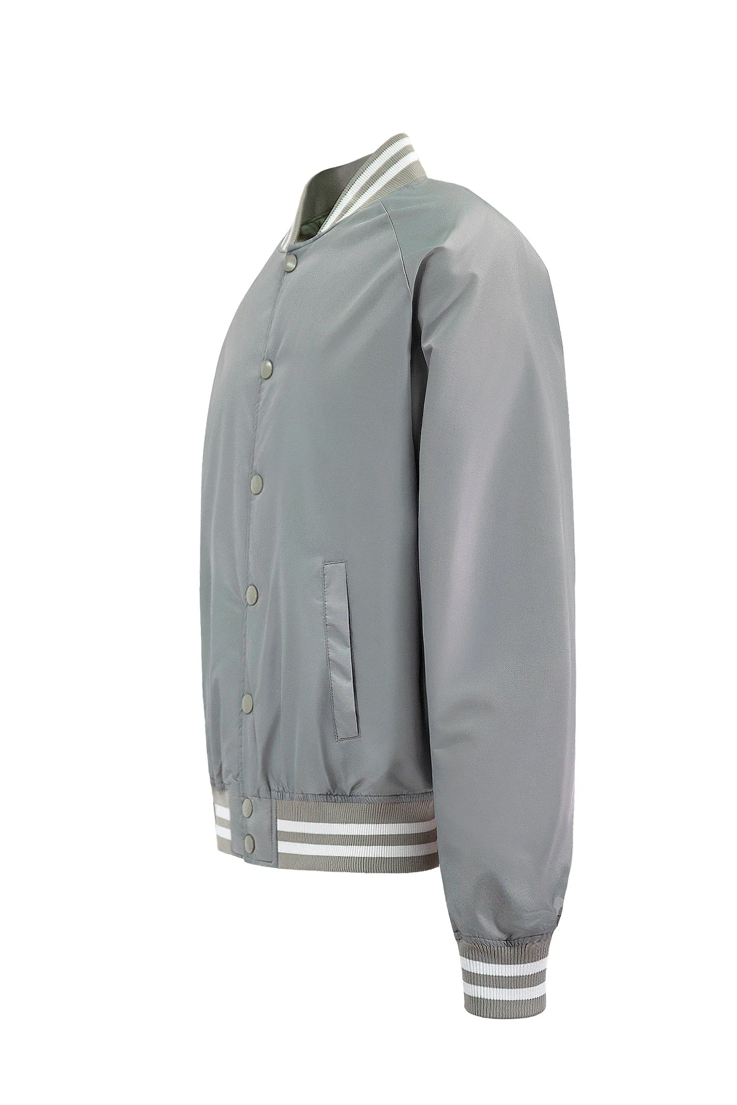 Men's Essential Solid Snap Button Varsity Jacket - Image 17