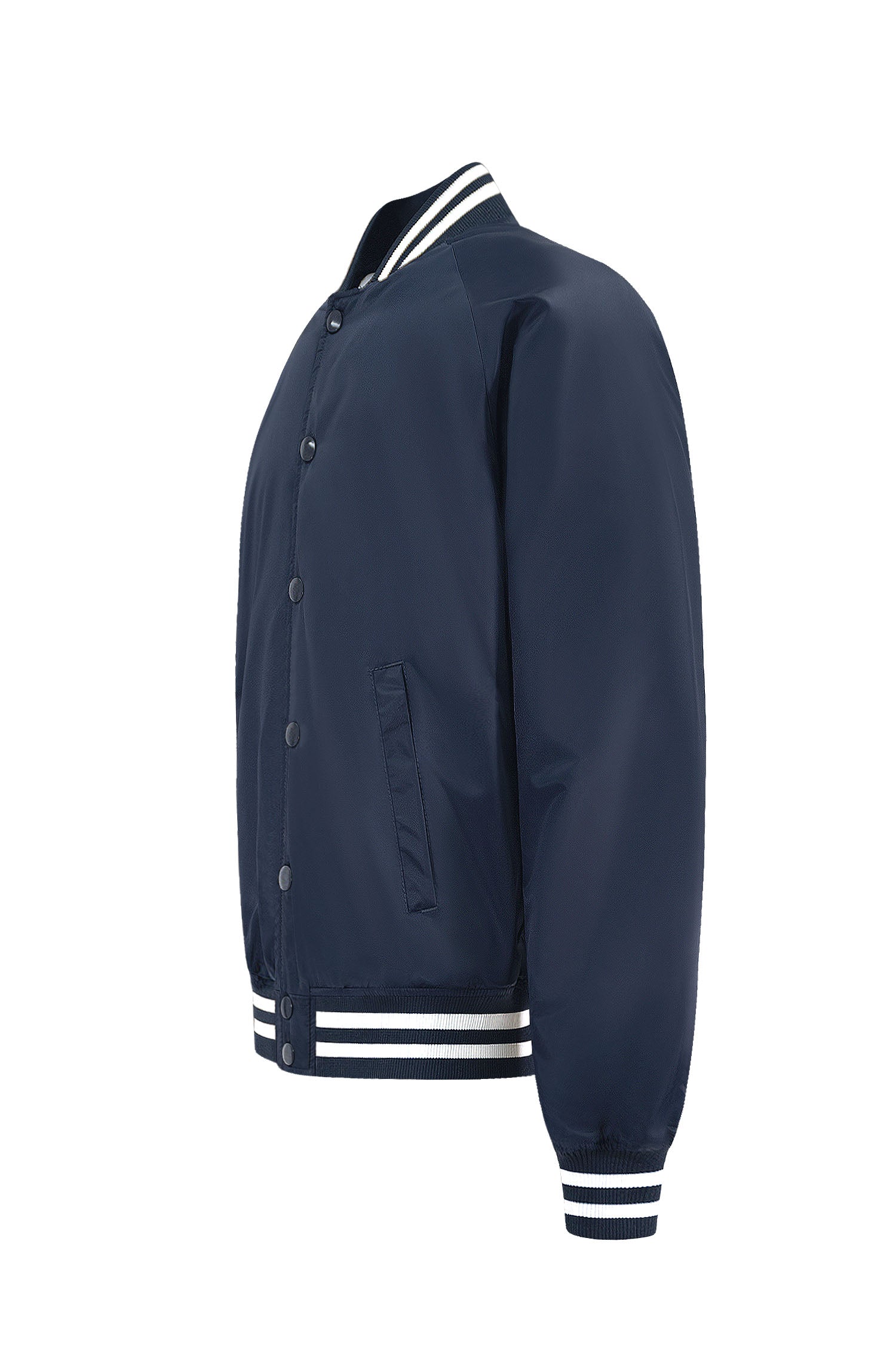 Men's Essential Solid Snap Button Varsity Jacket - Image 5