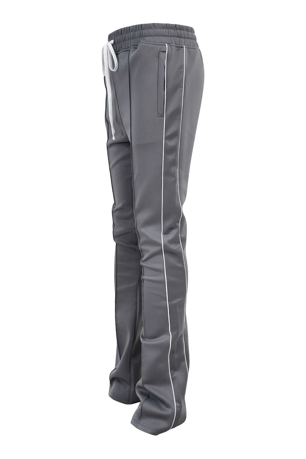 Men's Essential Solid Stacked Fit Flared Track Pants - Image 4