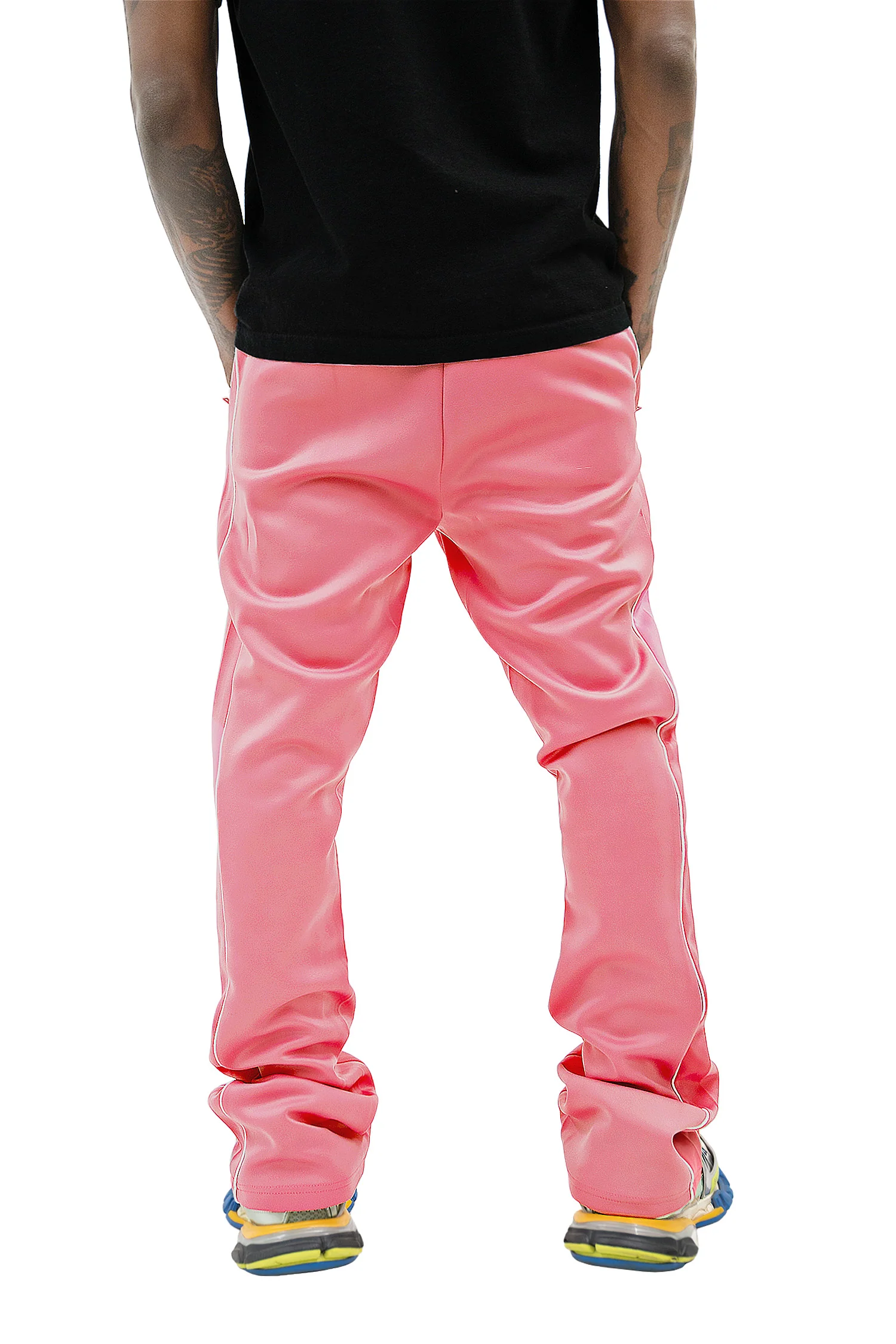 Men's Essential Solid Stacked Fit Flared Track Pants - Image 42