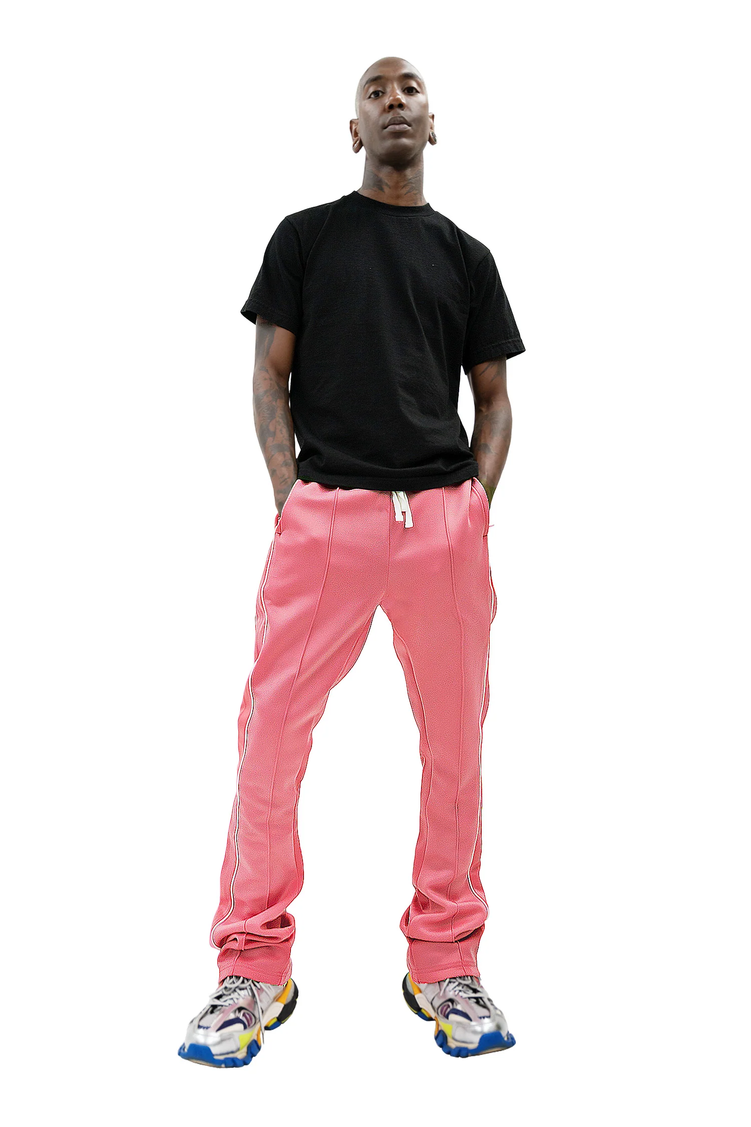 Men's Essential Solid Stacked Fit Flared Track Pants - Image 44