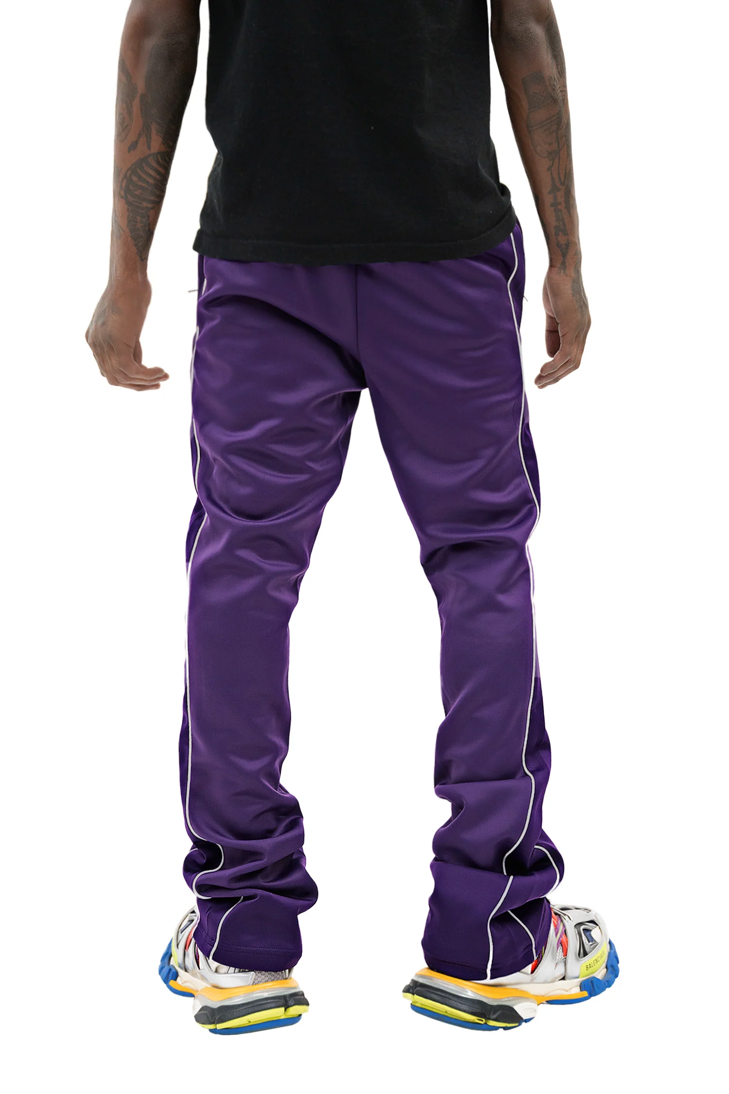 Men's Essential Solid Stacked Fit Flared Track Pants - Image 47