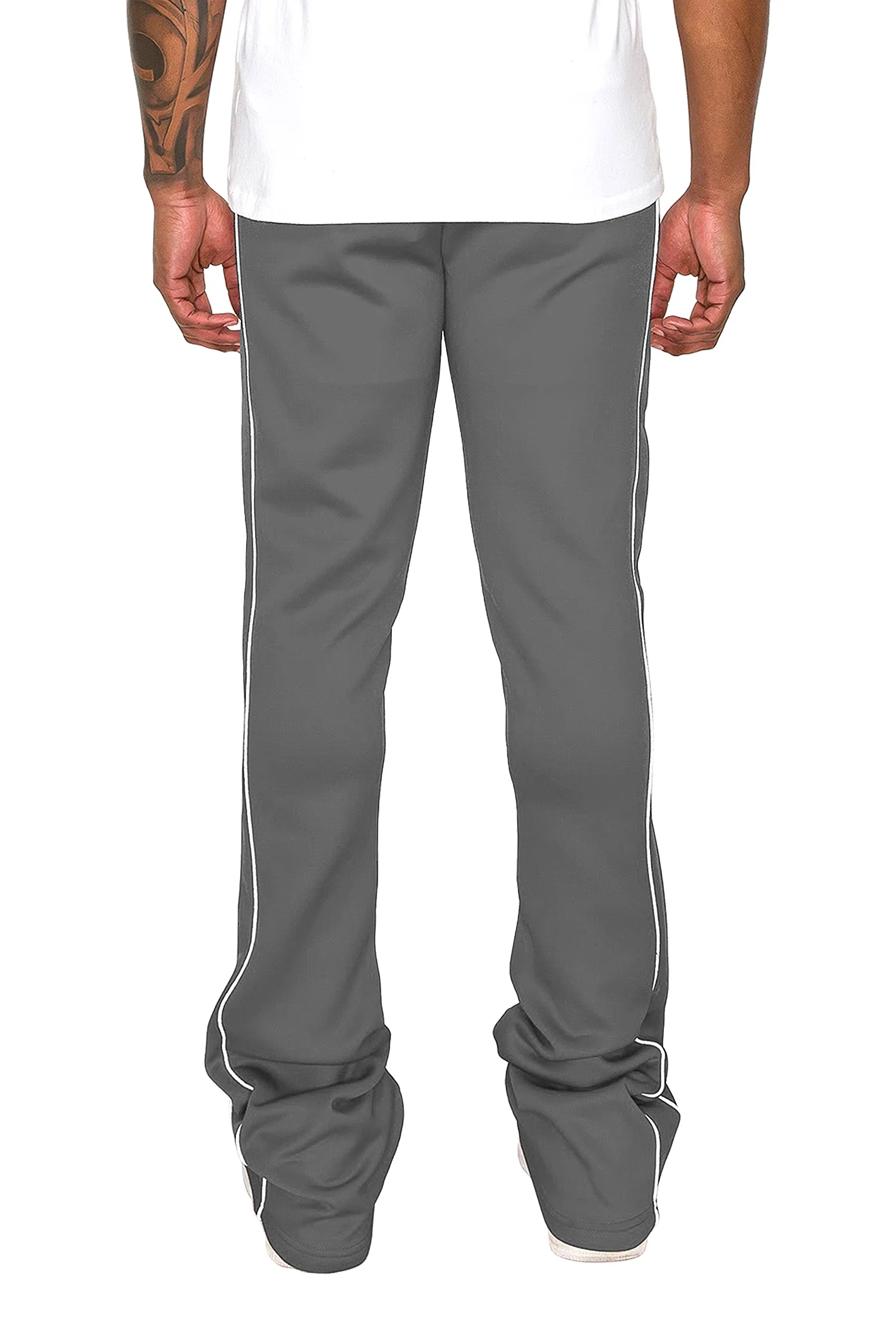 Men's Essential Solid Stacked Fit Flared Track Pants - Image 7