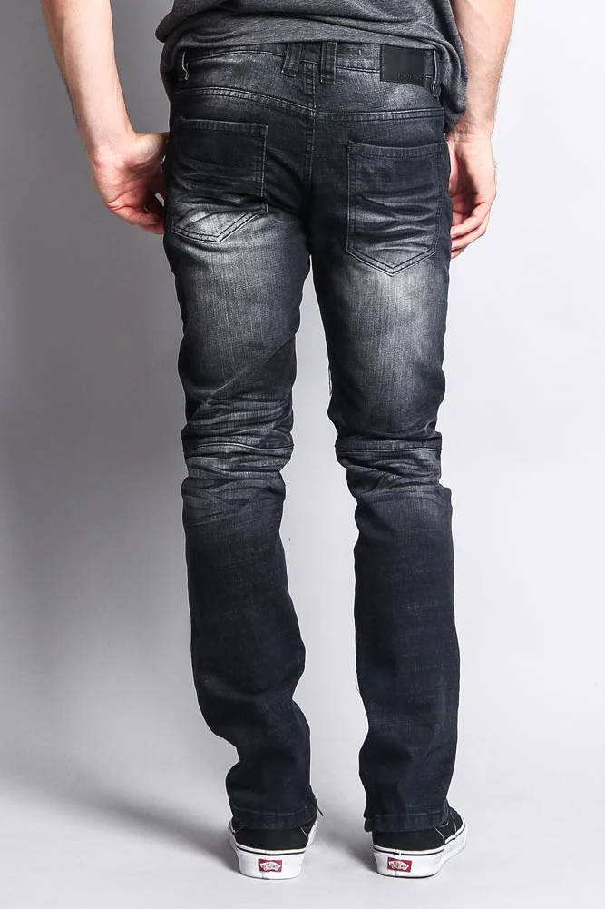 Men's Faded Skinny Biker Denim Jeans - Image 4
