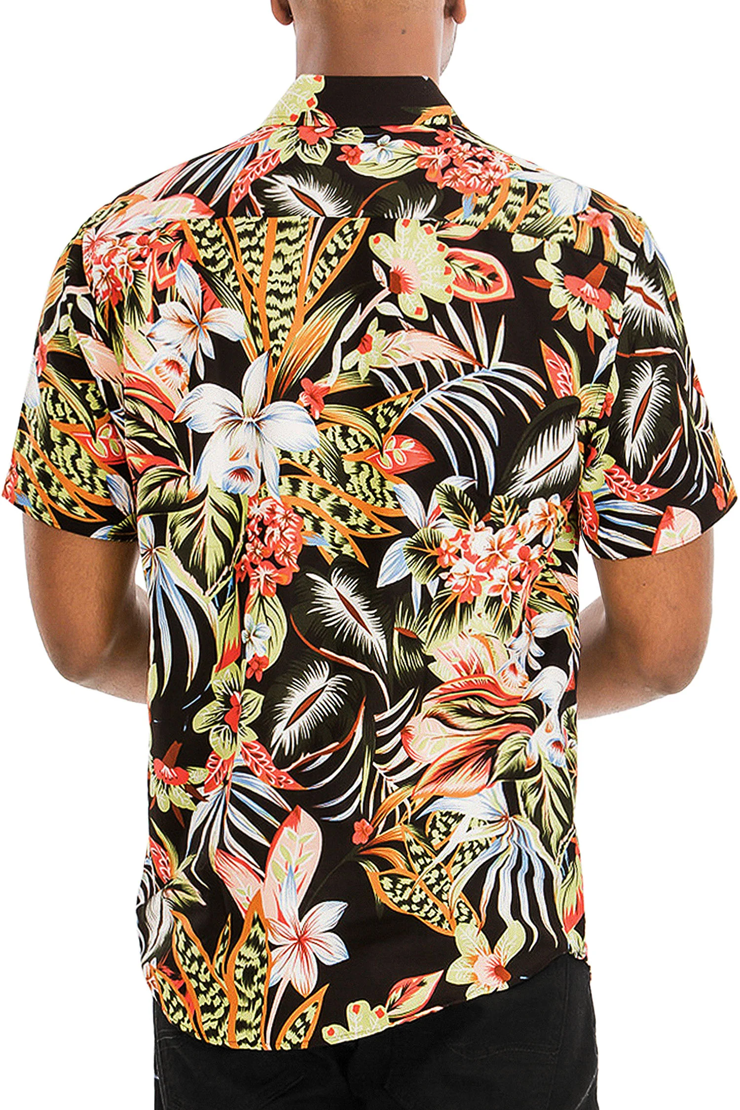 Men's Floral Hawaiian Print Button Down Short Sleeve Shirts - Image 2