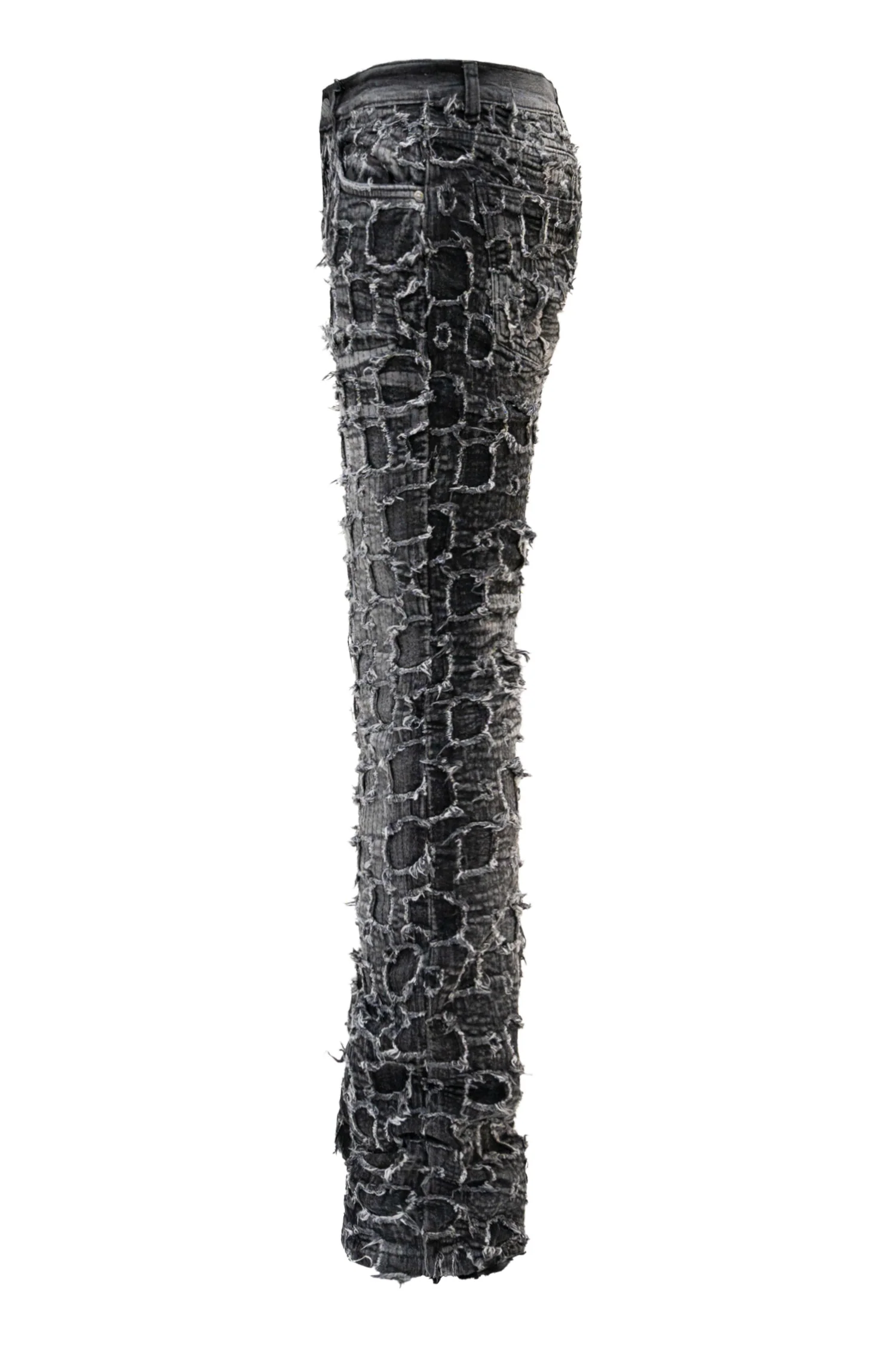 Men's Heavy Distressed Stitched Stacked Layer Denim Jeans - Image 3
