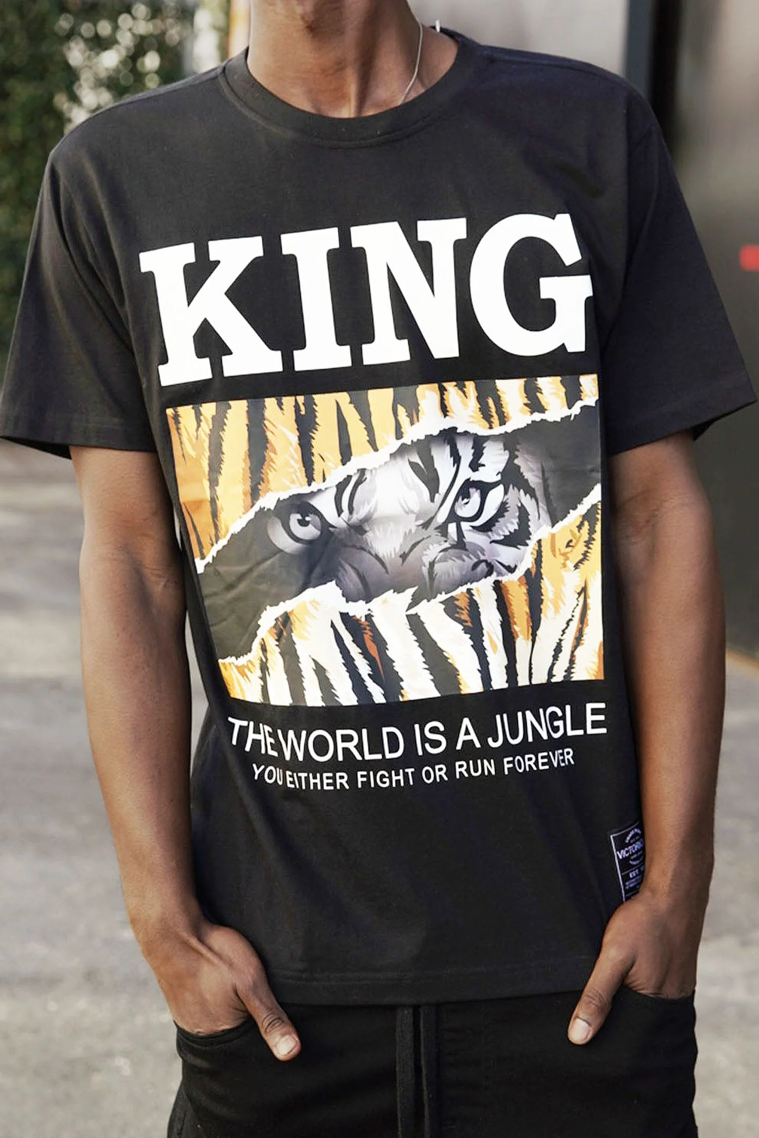 Men's King The World Is A Jungle Tiger Graphic T-Shirt - Image 3