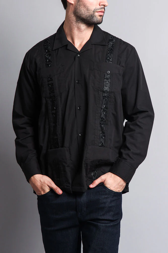Men's Long Sleeve Cuban Style Guayabera Shirt - Image 11