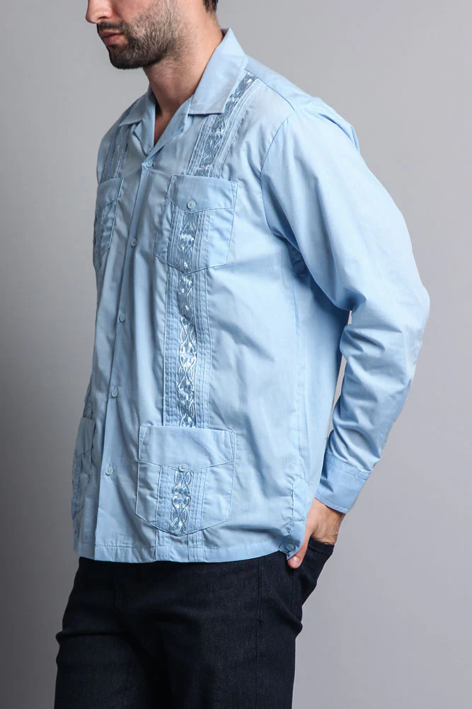 Men's Long Sleeve Cuban Style Guayabera Shirt - Image 12