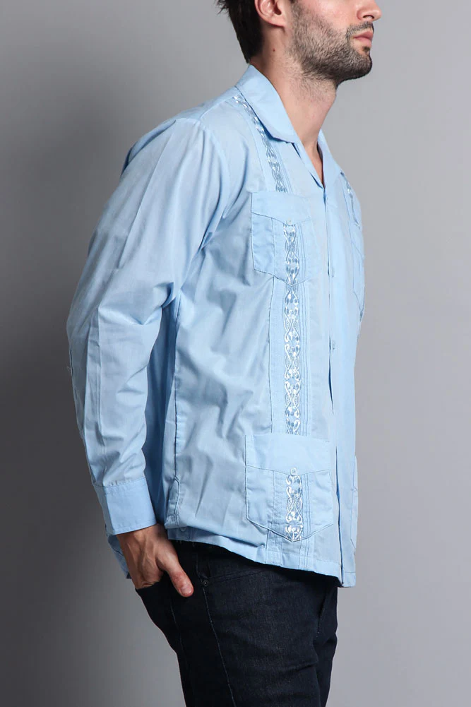 Men's Long Sleeve Cuban Style Guayabera Shirt - Image 13