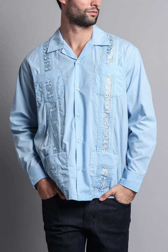 Men's Long Sleeve Cuban Style Guayabera Shirt - Image 15