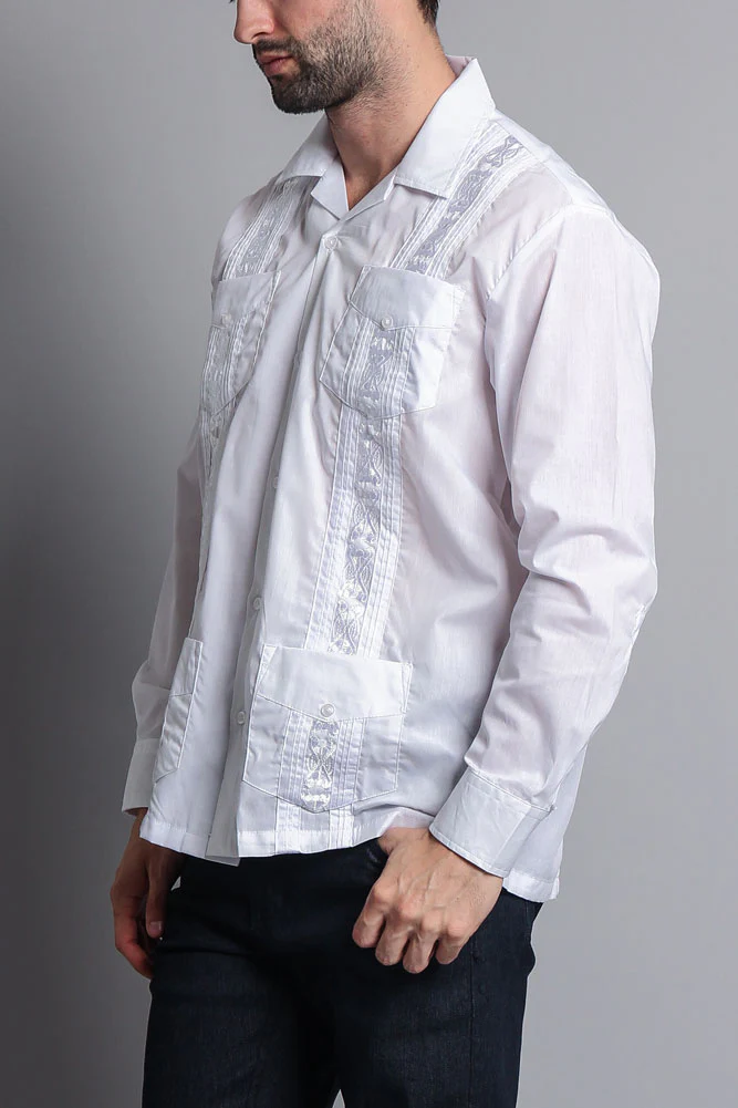 Men's Long Sleeve Cuban Style Guayabera Shirt - Image 17