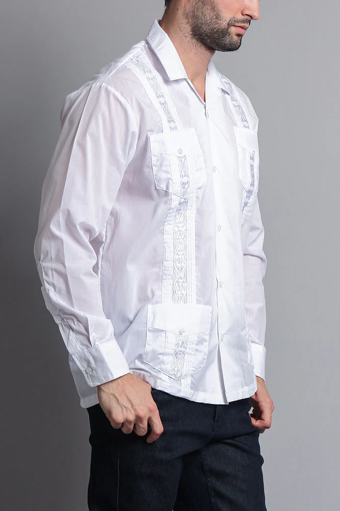 Men's Long Sleeve Cuban Style Guayabera Shirt - Image 18