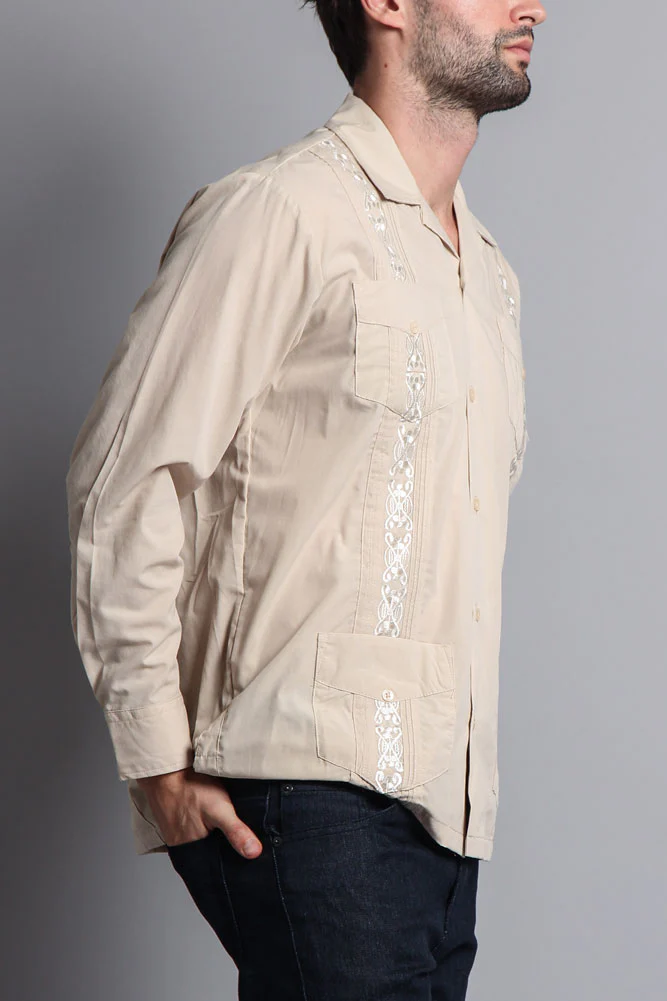 Men's Long Sleeve Cuban Style Guayabera Shirt - Image 4