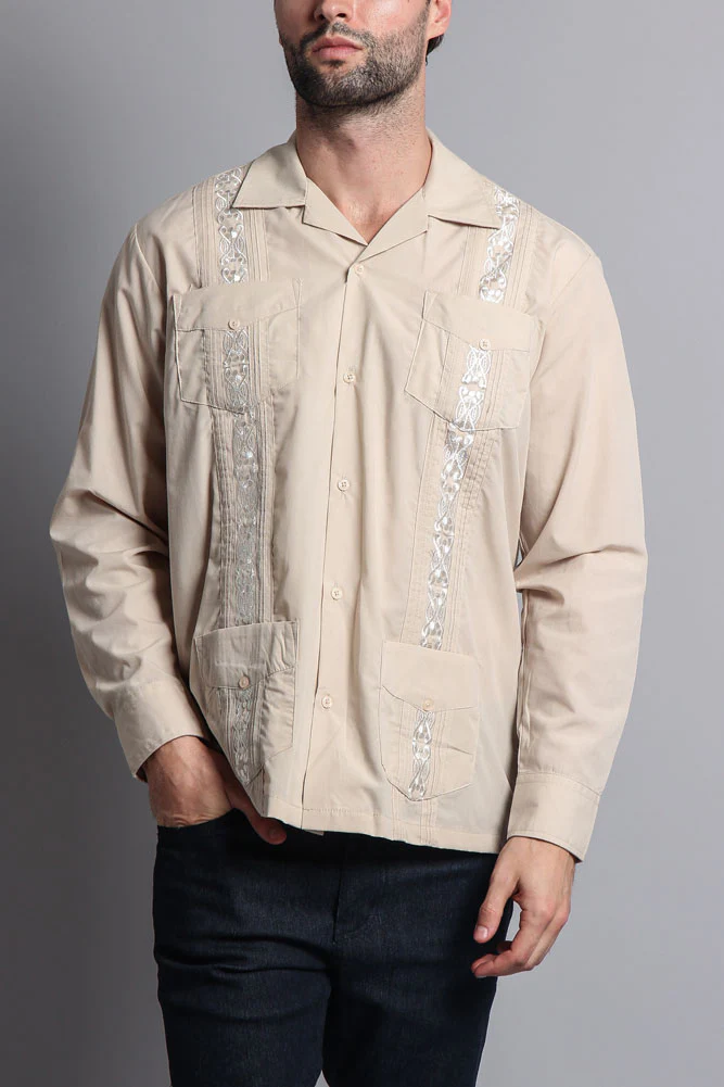 Men's Long Sleeve Cuban Style Guayabera Shirt - Image 6