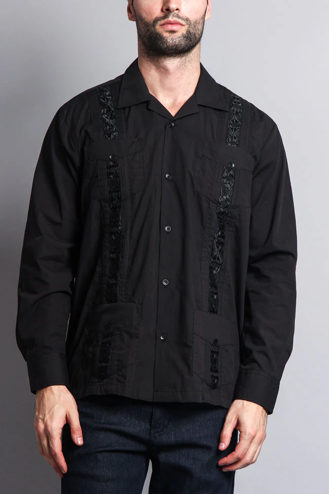 Men's Long Sleeve Cuban Style Guayabera Shirt - Image 7