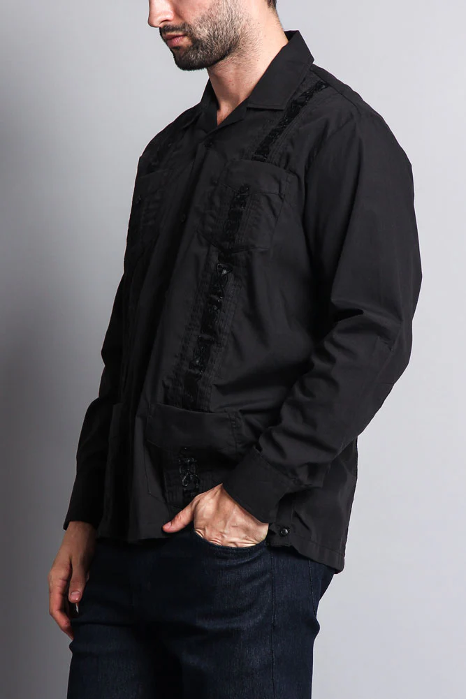 Men's Long Sleeve Cuban Style Guayabera Shirt - Image 8