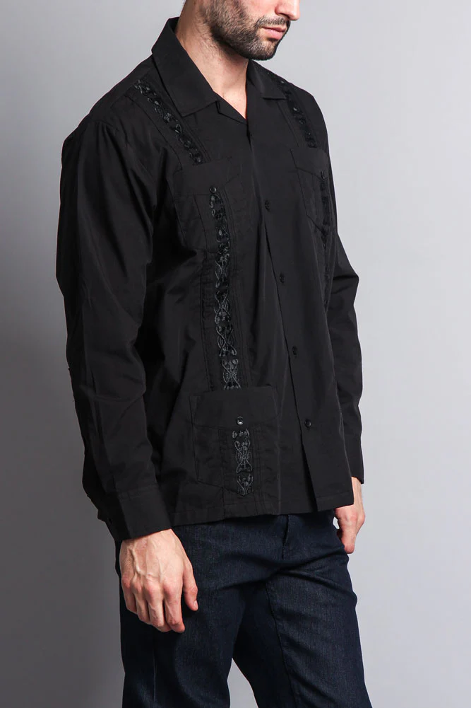 Men's Long Sleeve Cuban Style Guayabera Shirt - Image 9