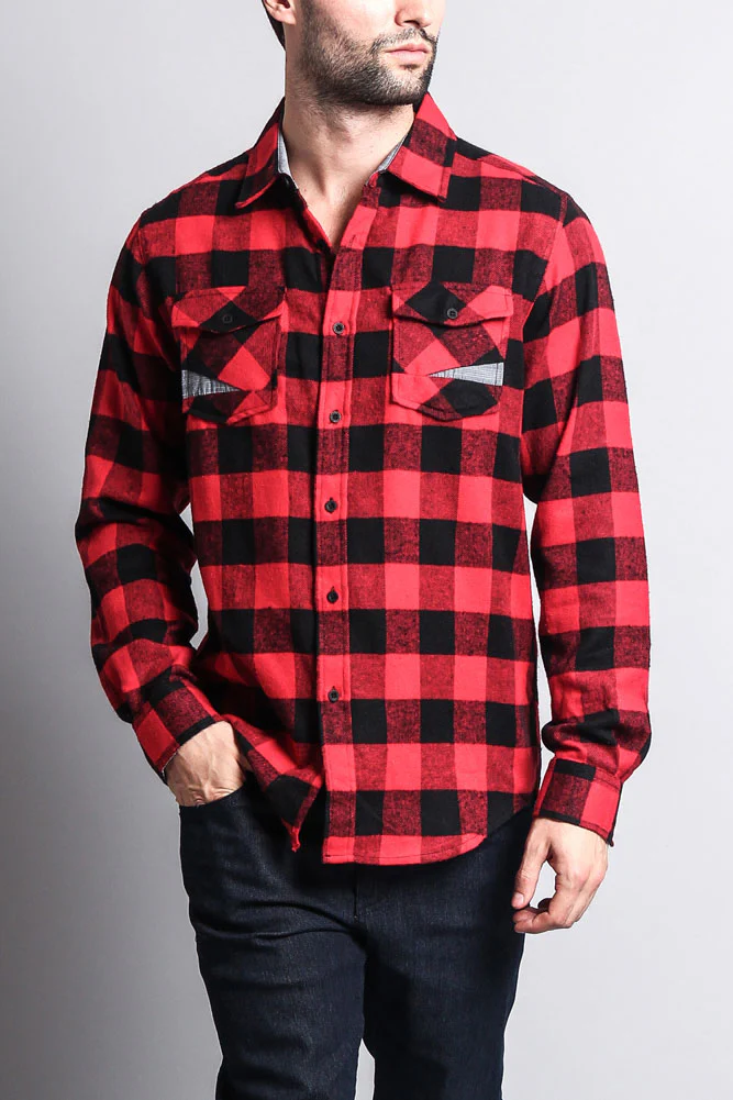 Men's Long Sleeve Woven Flannel Shirt - Image 11