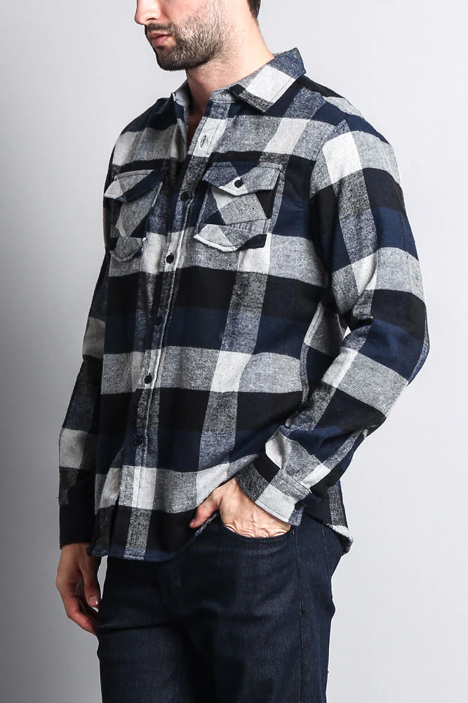 Men's Long Sleeve Woven Flannel Shirt - Image 13