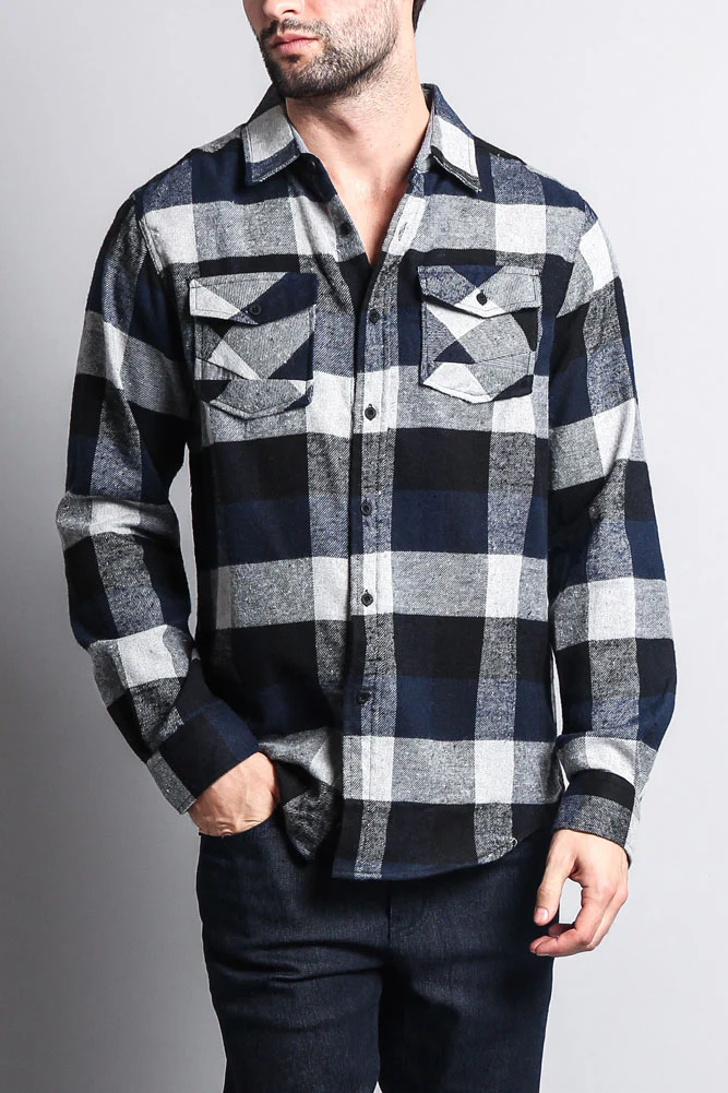 Men's Long Sleeve Woven Flannel Shirt - Image 16