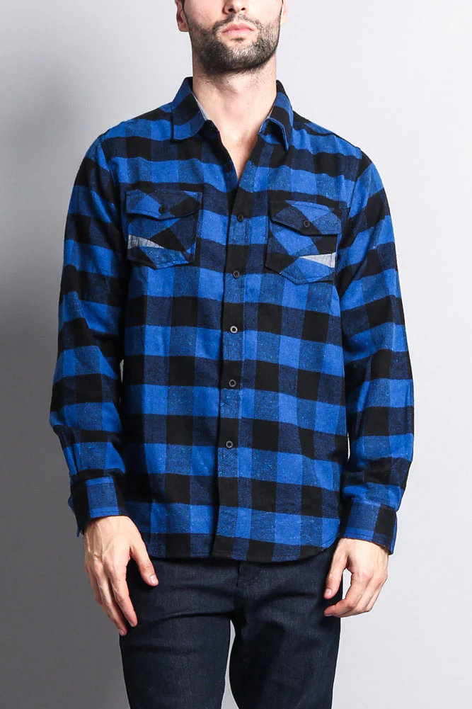 Men's Long Sleeve Woven Flannel Shirt - Image 17