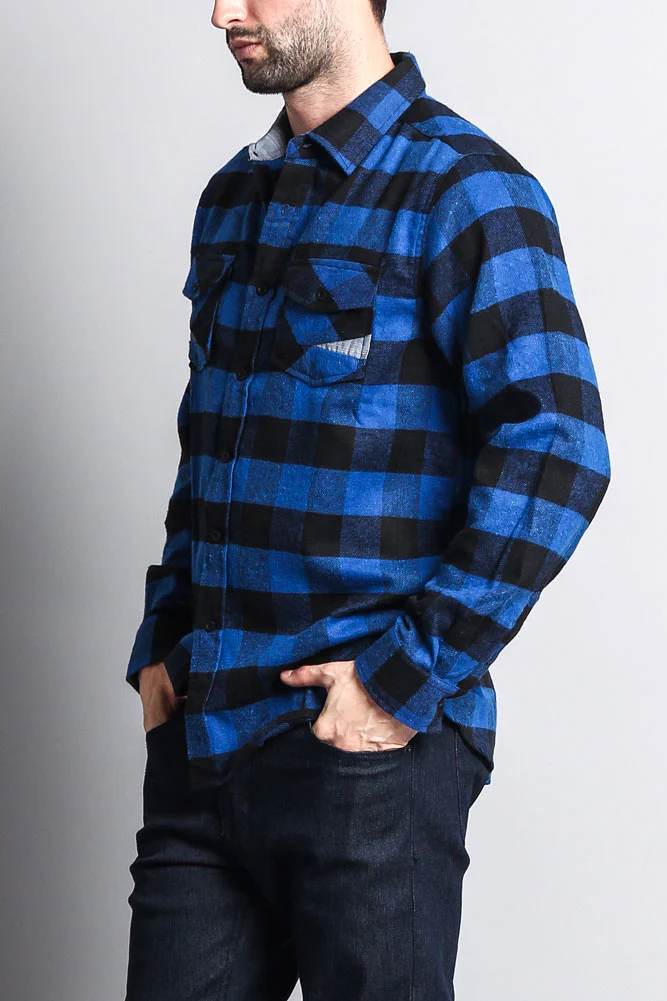 Men's Long Sleeve Woven Flannel Shirt - Image 18