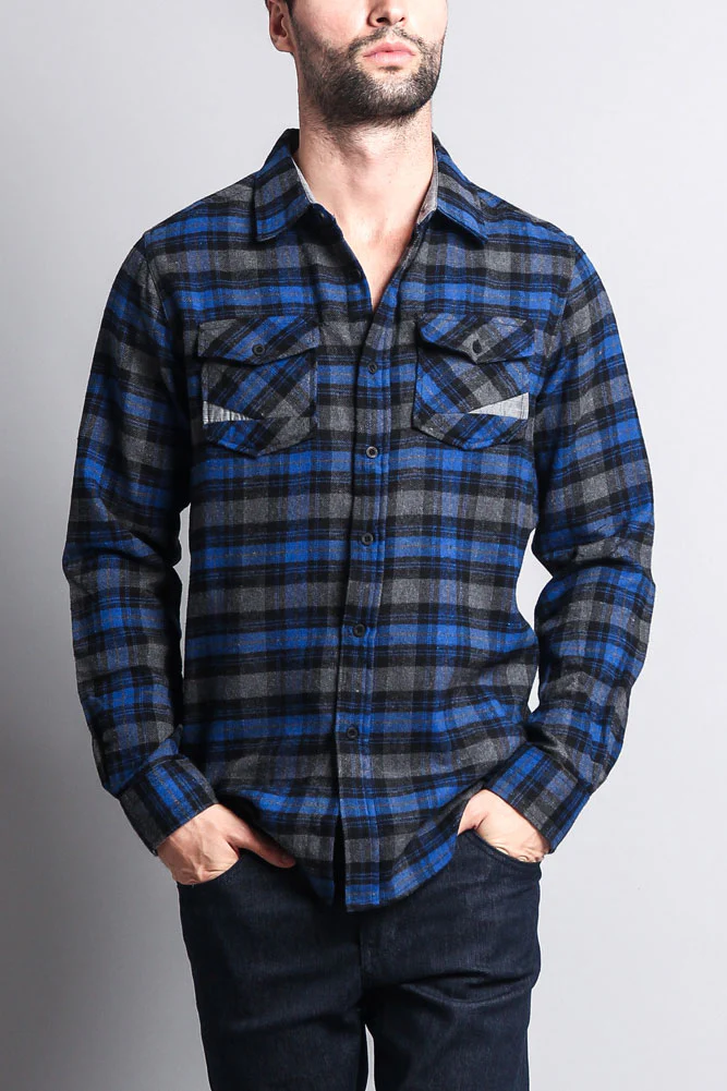 Men's Long Sleeve Woven Flannel Shirt - Image 25