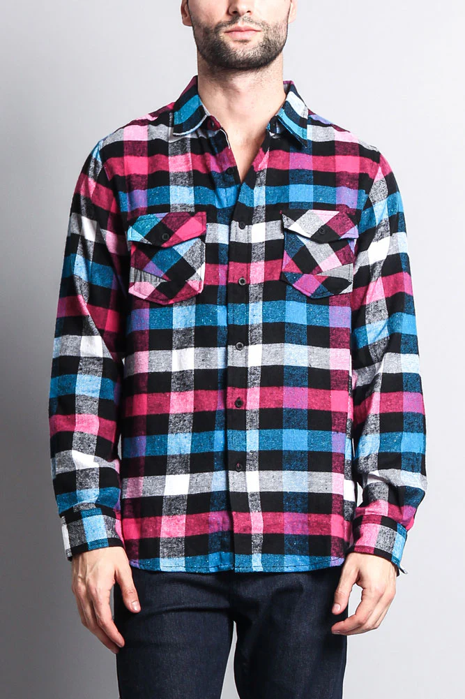 Men's Long Sleeve Woven Flannel Shirt - Image 3