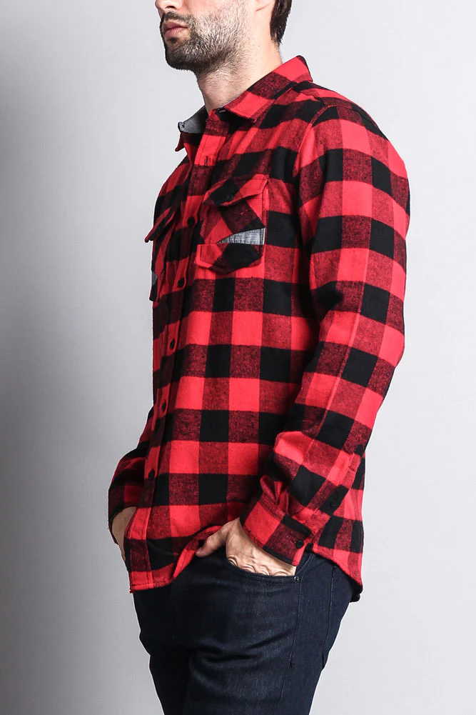 Men's Long Sleeve Woven Flannel Shirt - Image 8
