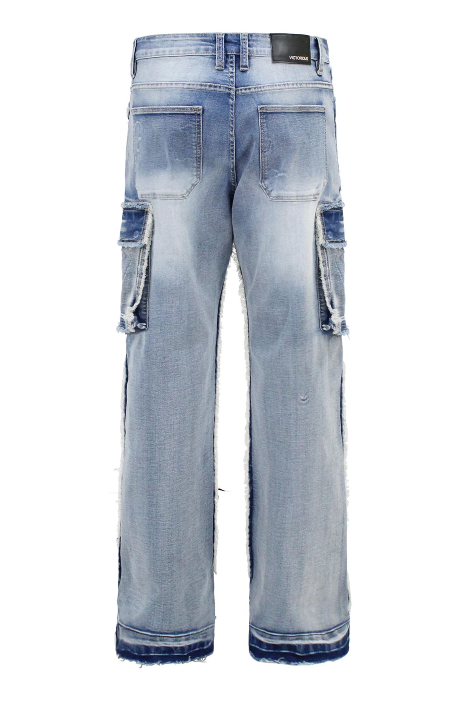 Men's Loose Fit Raw Edge Cargo Jeans - Image 10