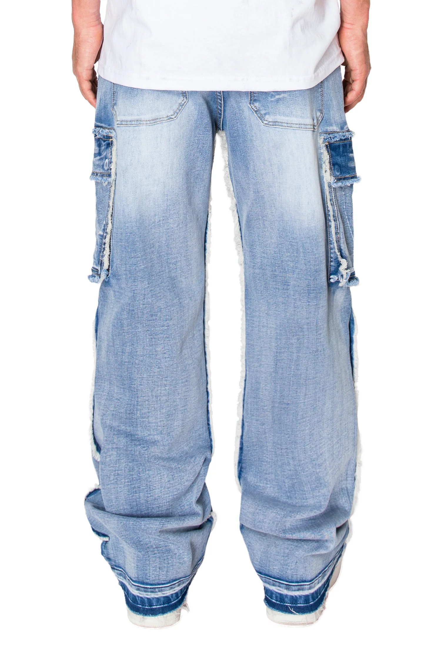 Men's Loose Fit Raw Edge Cargo Jeans - Image 5