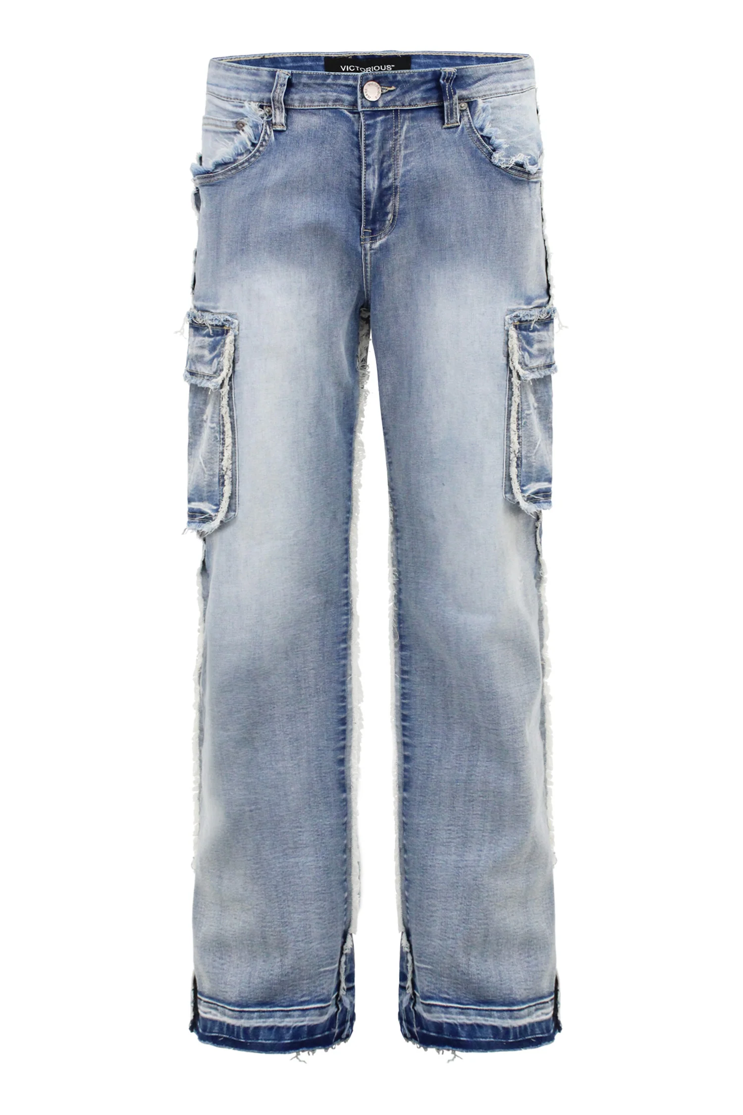 Men's Loose Fit Raw Edge Cargo Jeans - Image 8