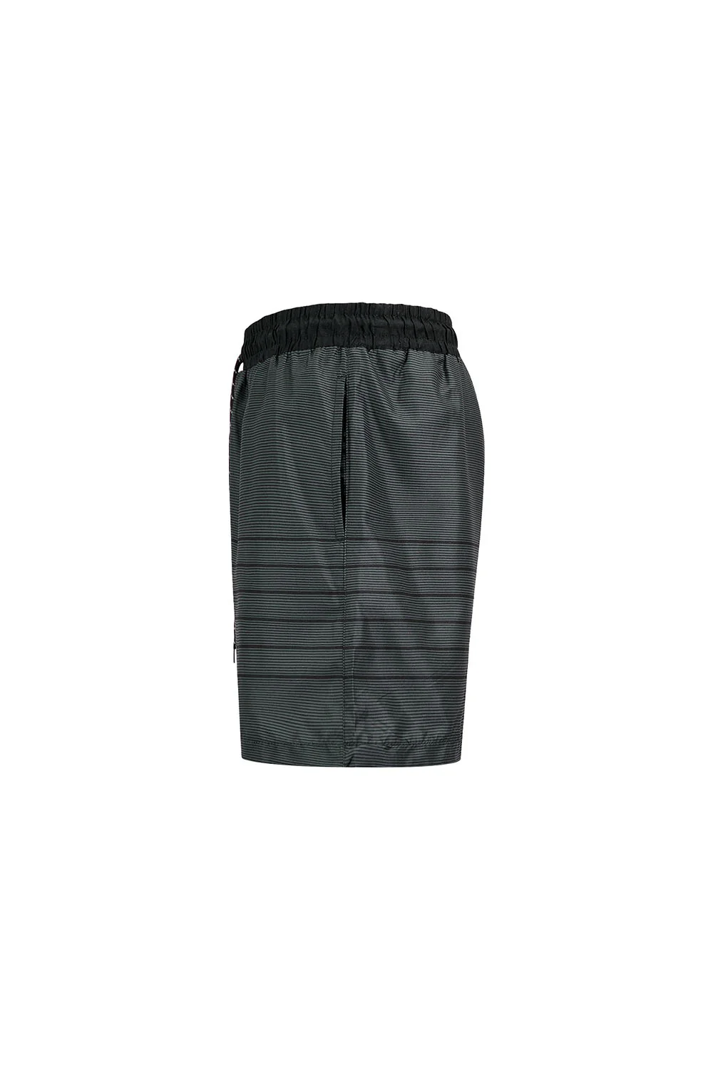 Men's Nylon Striped Summer Swim Shorts (Black) - Image 3