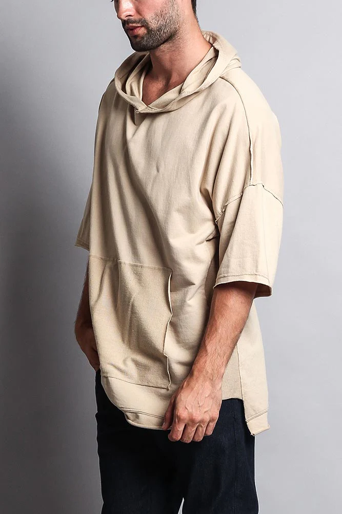 Men's Over Sized Hooded T-Shirt With Extended Hem - Image 10