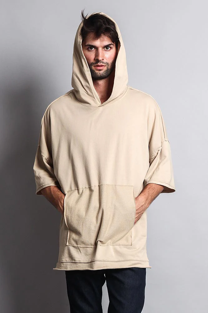 Men's Over Sized Hooded T-Shirt With Extended Hem - Image 13