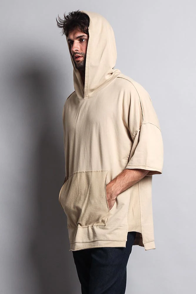 Men's Over Sized Hooded T-Shirt With Extended Hem - Image 14