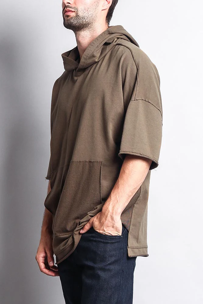 Men's Over Sized Hooded T-Shirt With Extended Hem - Image 16