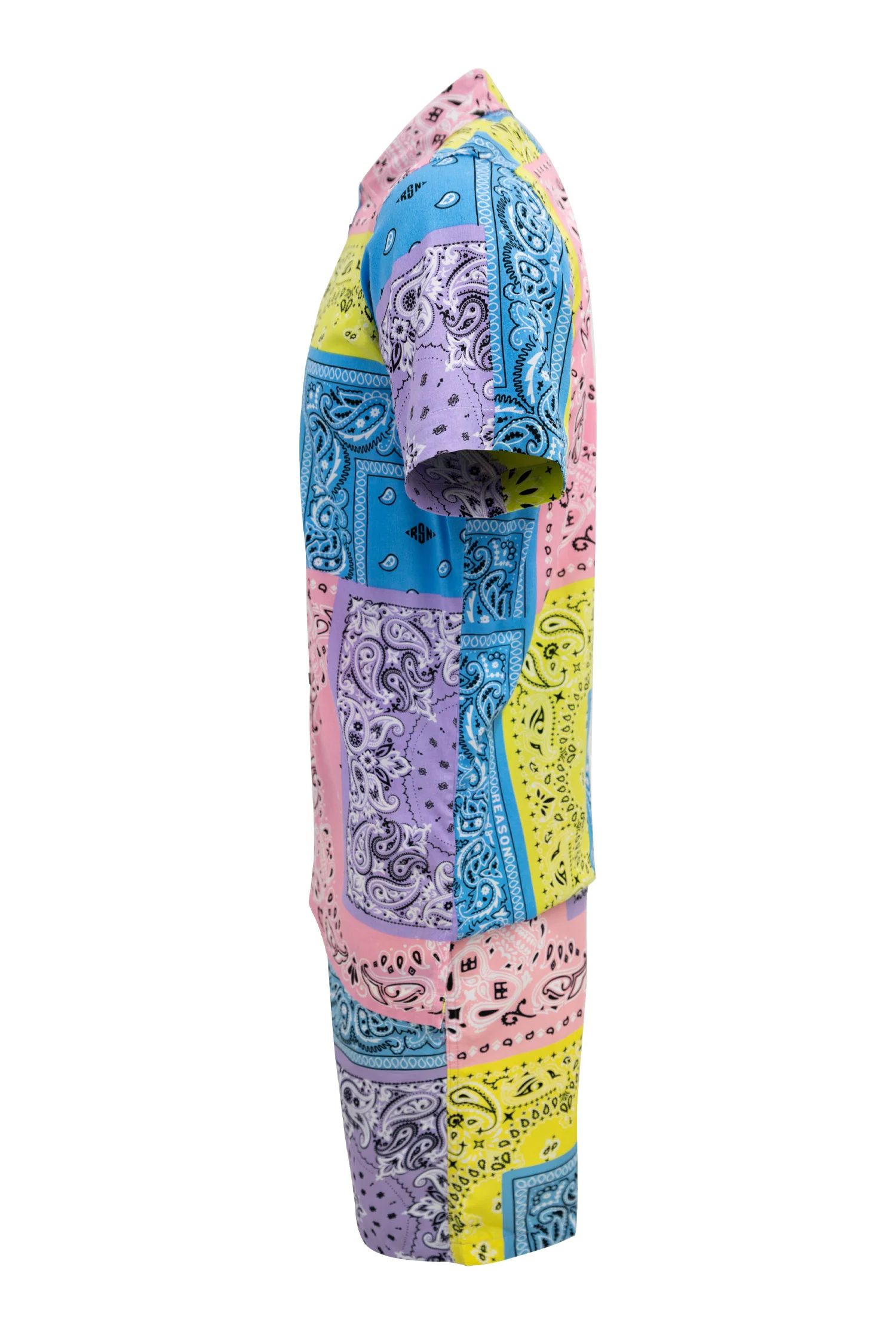 Men's Pastel Color block Bandana Shirt and Shorts Set - Image 3
