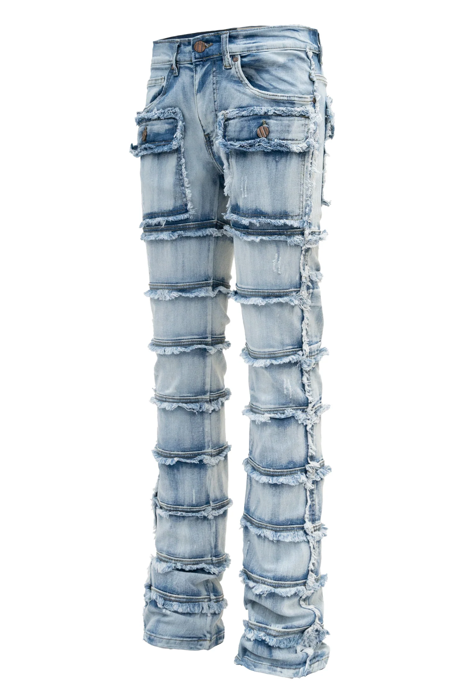Men's Patchwork True Stacked Denim Jeans - Image 6