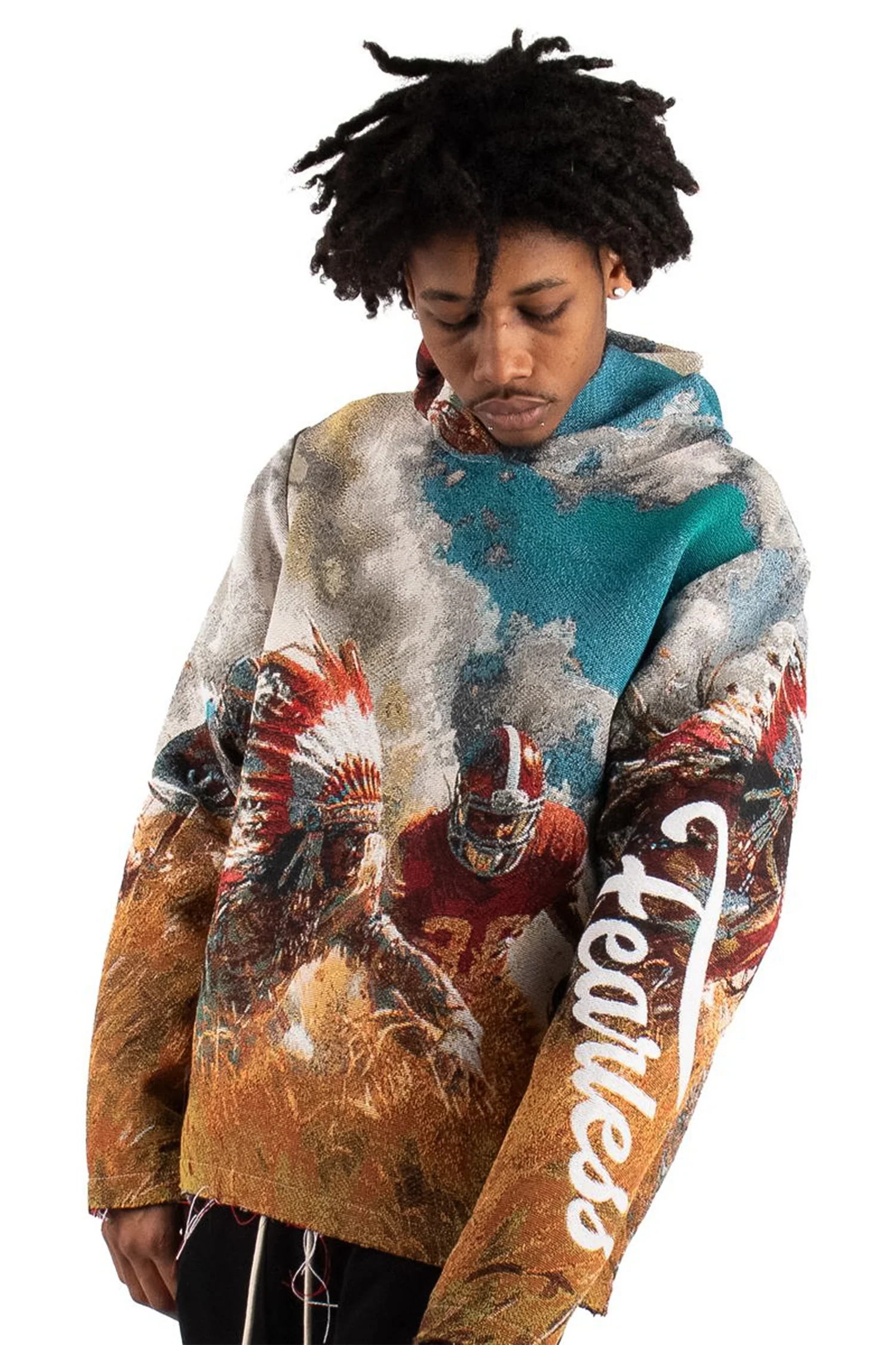 Football Tapestry Jacquard Long Sleeve Hoodie - Image 5