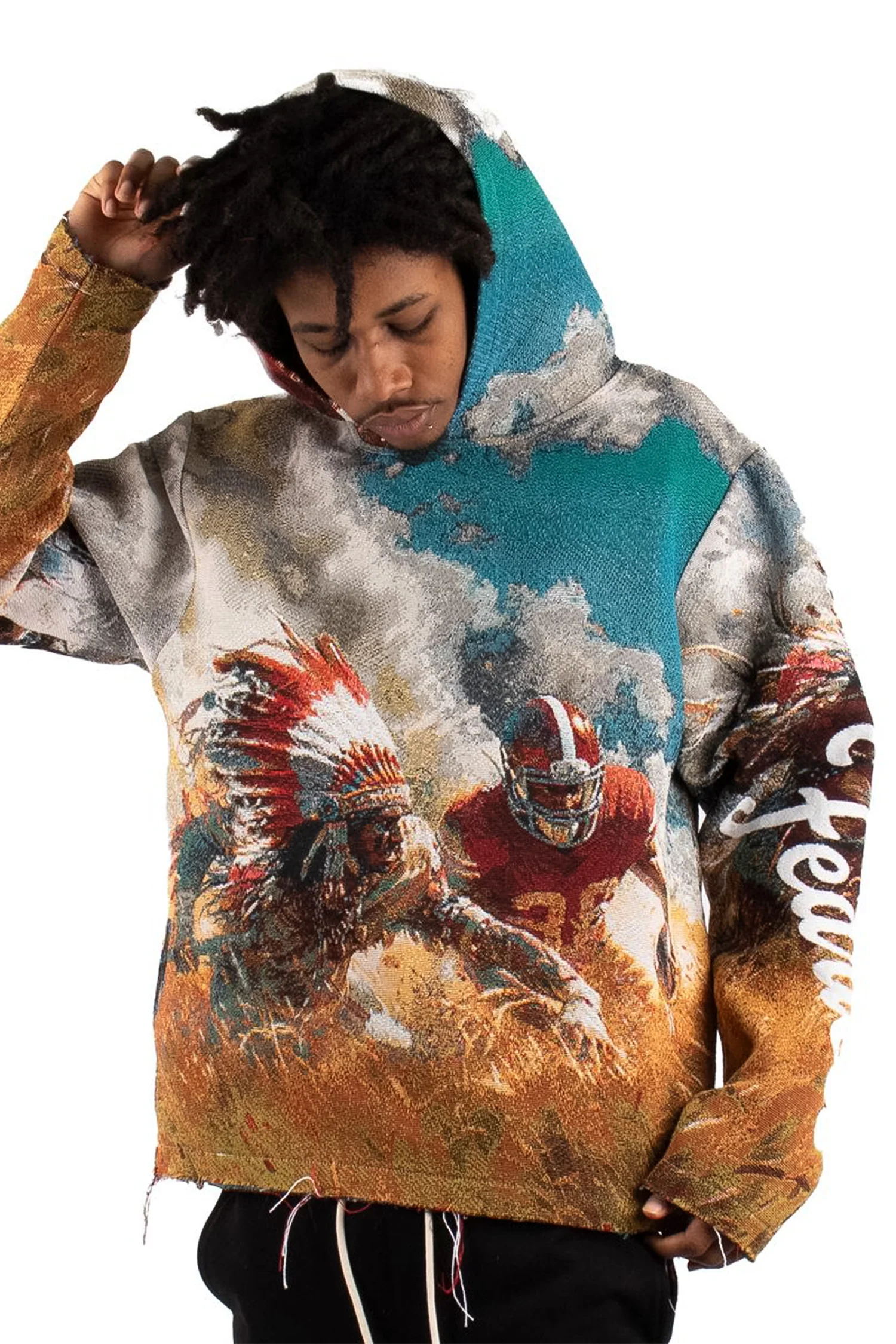 Football Tapestry Jacquard Long Sleeve Hoodie - Image 7