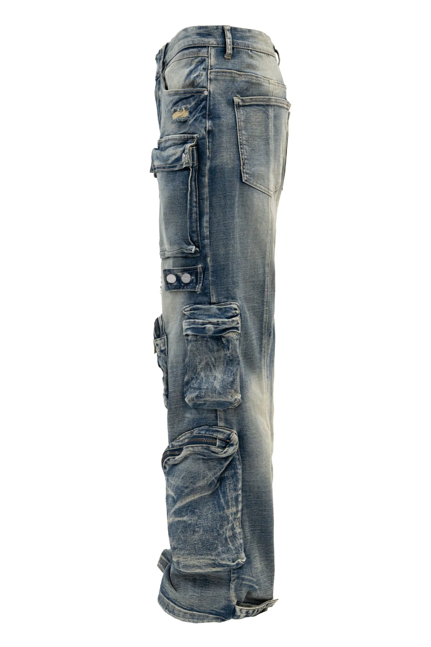 Men's Premium Vintage Multi Cargo Baggy Jeans - Image 3