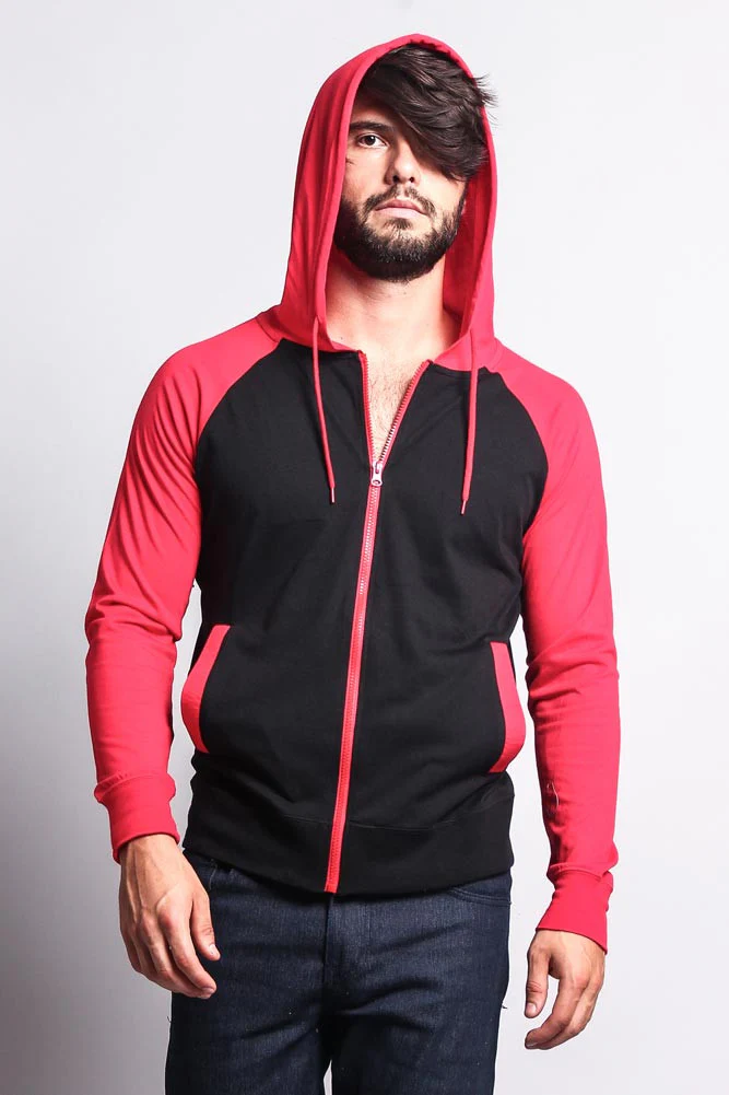 Men's Raglan Light Weight Zip Down Hoodie - Image 22