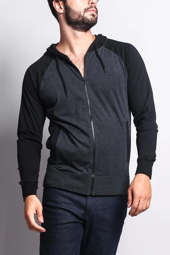 Men's Raglan Light Weight Zip Down Hoodie - Image 23