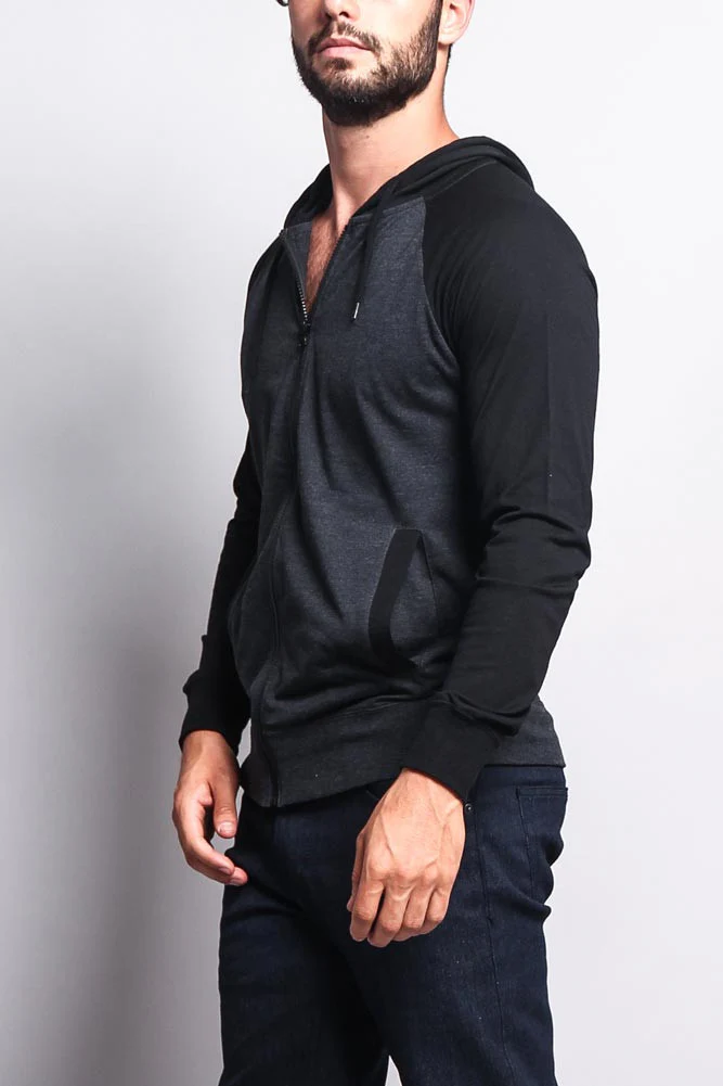 Men's Raglan Light Weight Zip Down Hoodie - Image 24